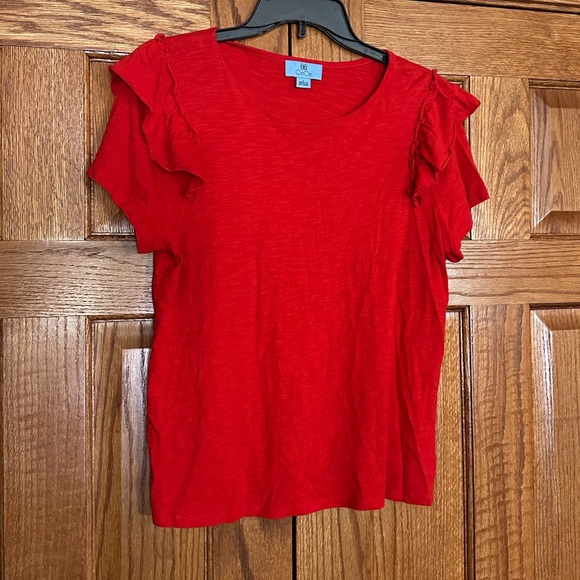 CeCe Red Ruffled Sleeve Blouse - Picture 1 of 6